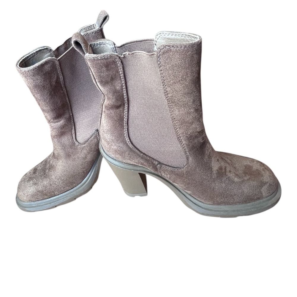 Nine West Suede Chelsea Lug Sole Block Heel Ankle Booties Tan 6.5 - Picture 5 of 15